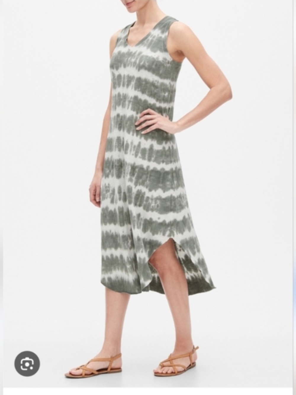 GAP Greeen/White Tie Dye Midi Tank Dress Cotton Size XS